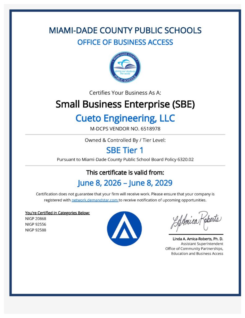 Small Business Enterprise SBE Certification